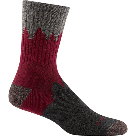Darn Tough Mens Number 2 Micro Crew Midweight Hiking Socks - Clearance  -  Large / Burgundy