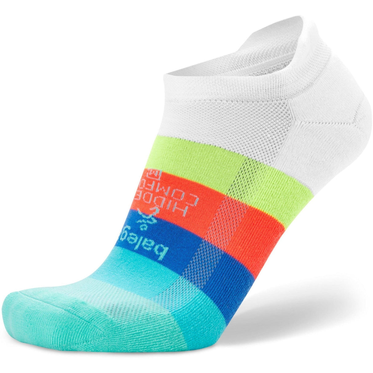 Balega Hidden Comfort No Show Tab Socks  -  Small / White/Retro Brights
