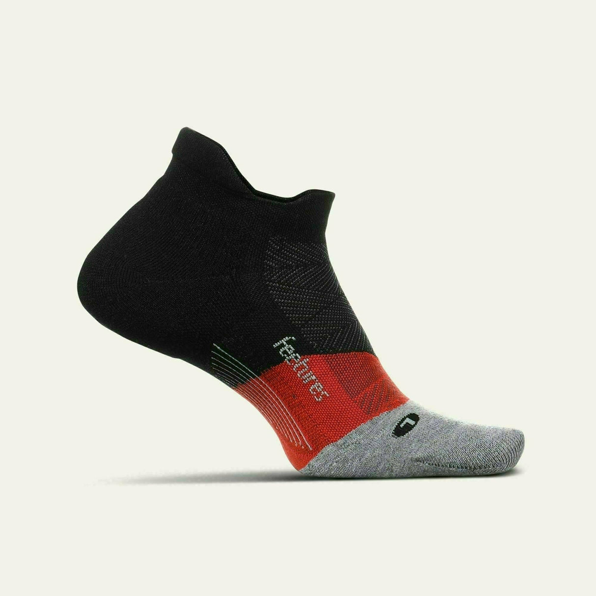 Feetures Elite Max Cushion No Show Tab Socks  -  Small / Bounce Black