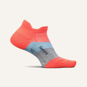 Feetures Elite Max Cushion No Show Tab Socks  -  Small / Climb Coral