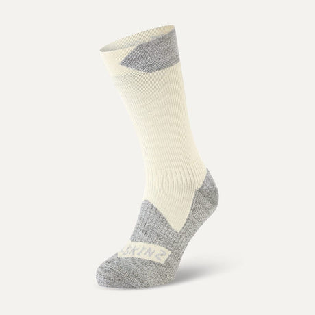 Sealskinz Womens Raynham Waterproof All-Weather Mid-Length Socks  -  Small / Cream/Gray Marl