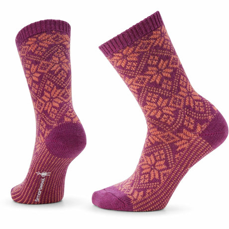 Smartwool Womens Everyday Traditional Snowflake Crew Socks  -  Small / Meadow Mauve