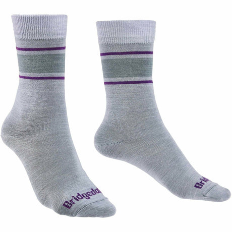 Bridgedale Womens Everyday Sock Performance Boot Liner Socks  -  Large / Light Gray/Purple